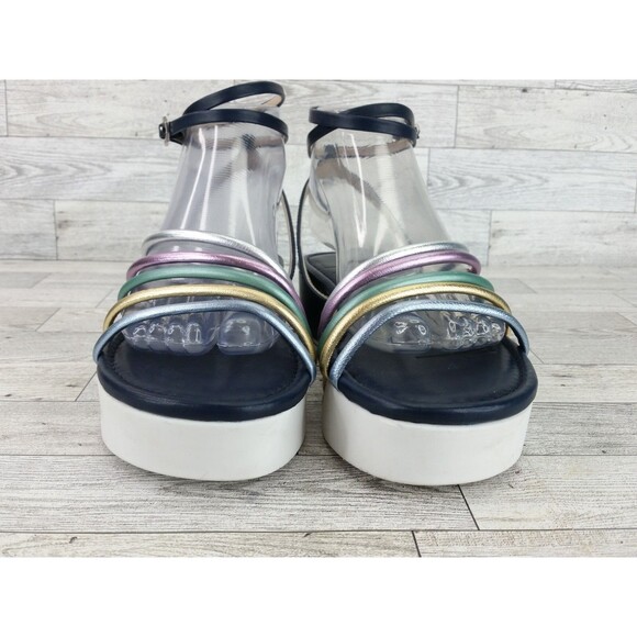 Louise Et Cie BIMO Platform Sandals Y2K Asymmetrical Straps Ankle Wrap Size 8M - Picture 3 of 14